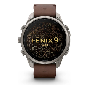 Garmin Fēnix 9 Pro inReach® 47mm Titanium Brown Leather Strap Watch 010-04336-41