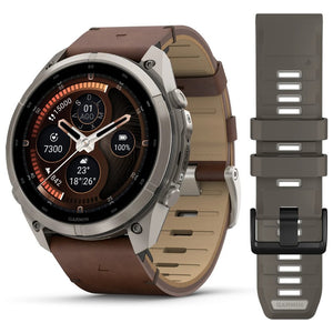 Garmin Fēnix® 9 Pro inReach® 51mm Titanium brown leather strap Watch 010-04337-41