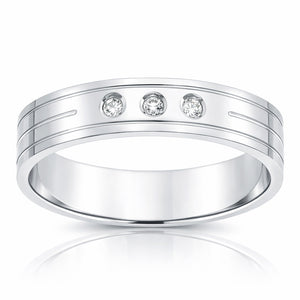ALIANZA ORO BLANCO 18KL 3 DIAMANTES -5MM