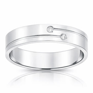 ALIANZA ORO BLANCO 18KL 2 DIAMANTES - 5MM