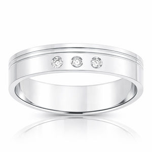 ALIANZA ORO BLANCO 18KL 3 DIAMANTES - 5MM