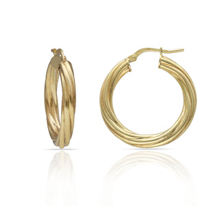 AROS PLATA CHAPADA EN ORO RIZADOS - 20MM