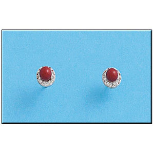 PENDIENTES PLATA 925MM PERLA ROJA