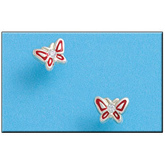 PENDIENTE PLATA 925MM MARIPOSA ESMALTADA - 9X6MM