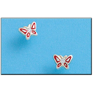 PENDIENTE PLATA 925MM MARIPOSA ESMALTADA - 9X6MM