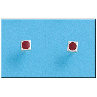 PENDIENTE PLATA 925MM CUADRADO ROJO