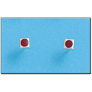 PENDIENTE PLATA 925MM CUADRADO ROJO