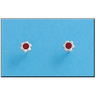PENDIENTE PLATA 925MM FLOR ROJO