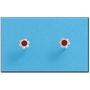 PENDIENTE PLATA 925MM FLOR ROJO