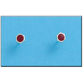 PENDIENTE PLATA 925MM HEXAGONAL ROJO