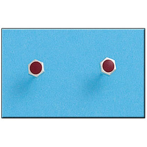 PENDIENTE PLATA 925MM HEXAGONAL ROJO