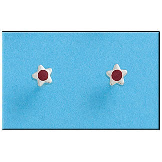 PENDIENTES PLATA 925MM ESTRELLA ROJA - 5MM