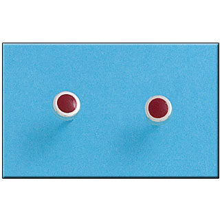 PENDIENTE PLATA 925MM CIRCULO ROJO