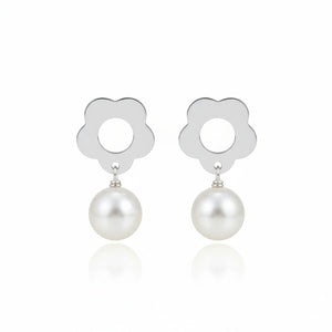 PENDIENTES PLATA 925MM FLOR + PERLA