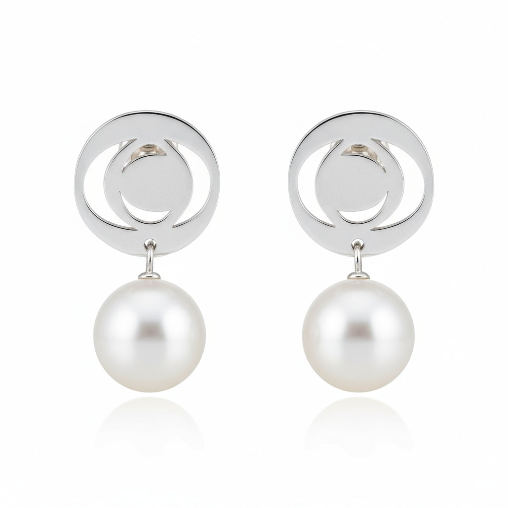 PENDIENTES PLATA 925MM CIRCULO + PERLAS