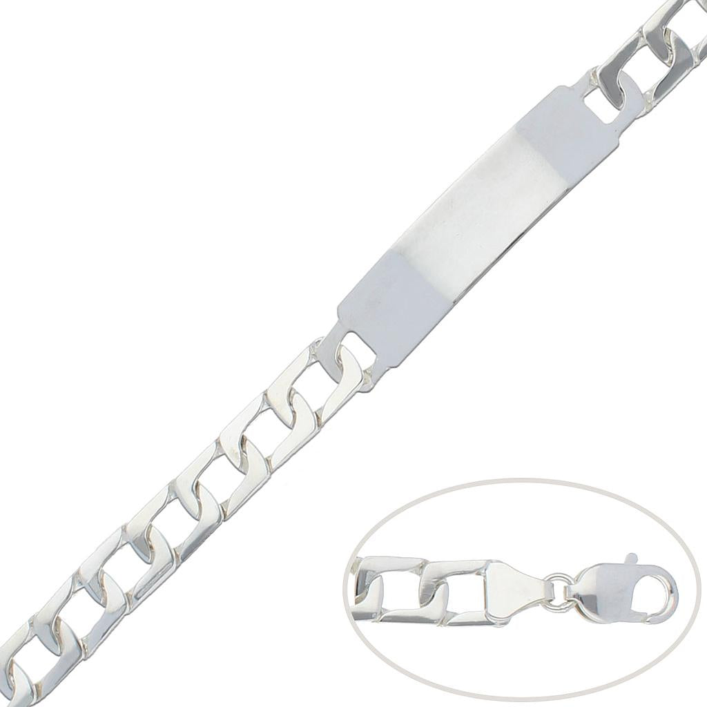 PULSERA CON PLACA PLATA 925MM - 9MM