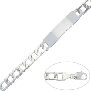 PULSERA CON PLACA PLATA 925MM - 9MM