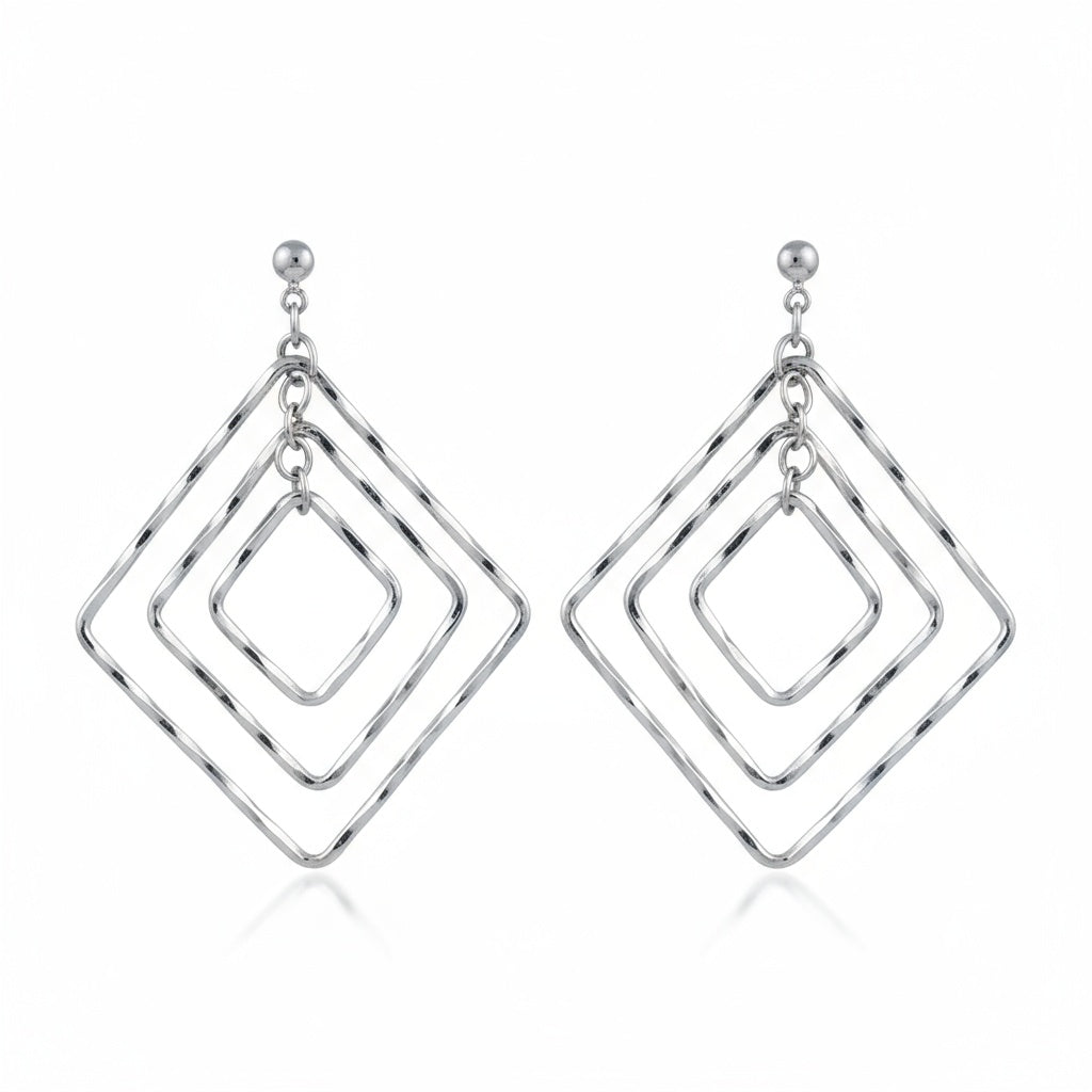 PENDIENTES ROMBOS PLATA 925MM