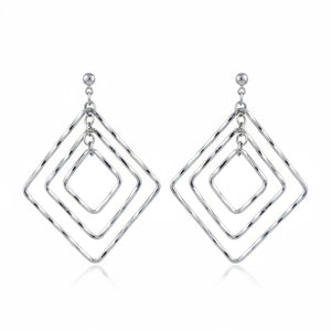 PENDIENTES ROMBOS PLATA 925MM