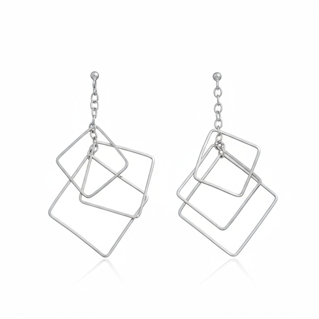 PENDIENTES ROMBOS PLATA 925MM