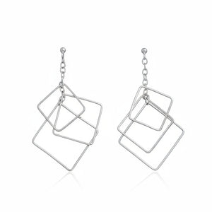PENDIENTES ROMBOS PLATA 925MM
