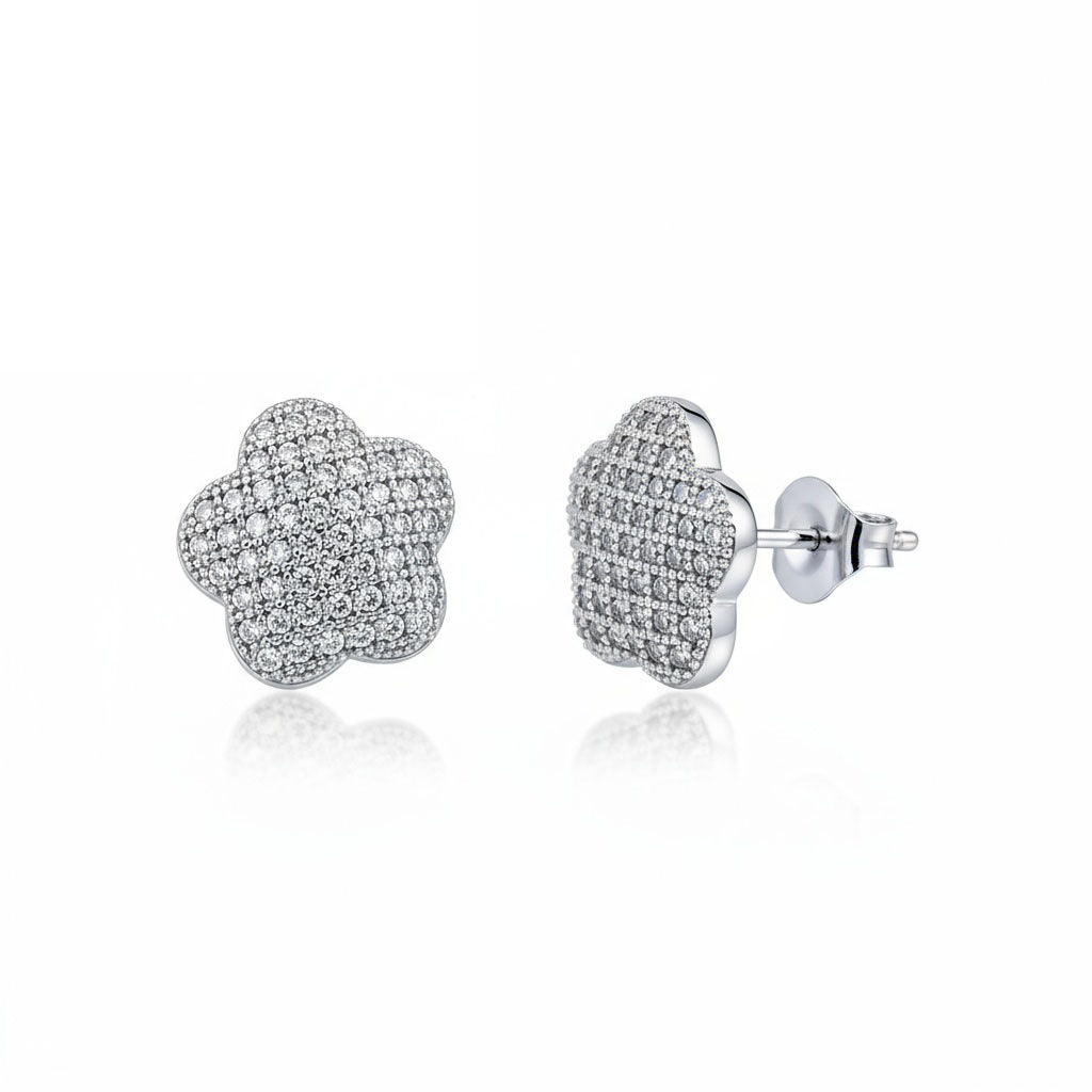 PENDIENTES FLOR CIRCONITAS PLATA 925MM