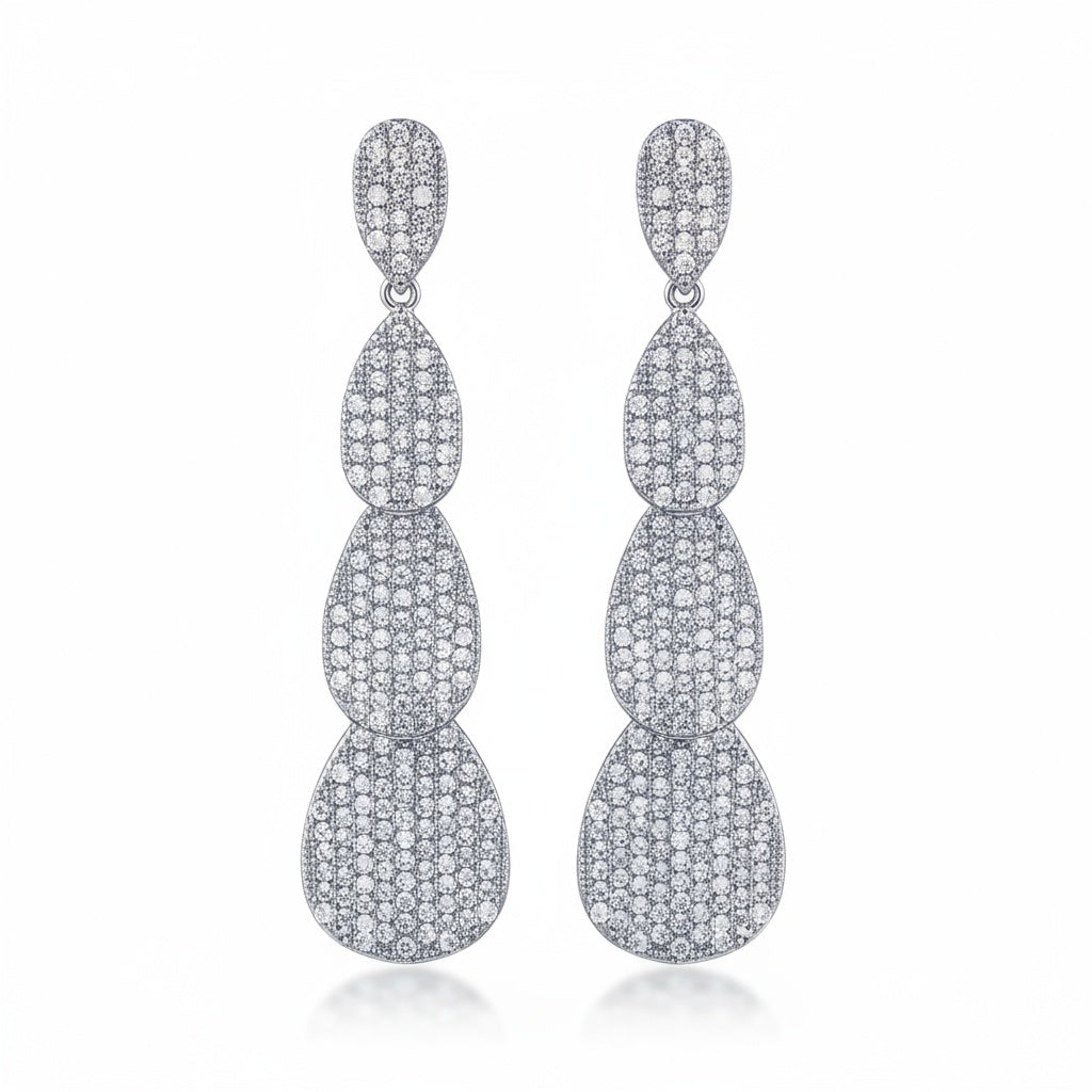 PENDIENTES PLATA 925MM LAGRIMA CIRCONITAS