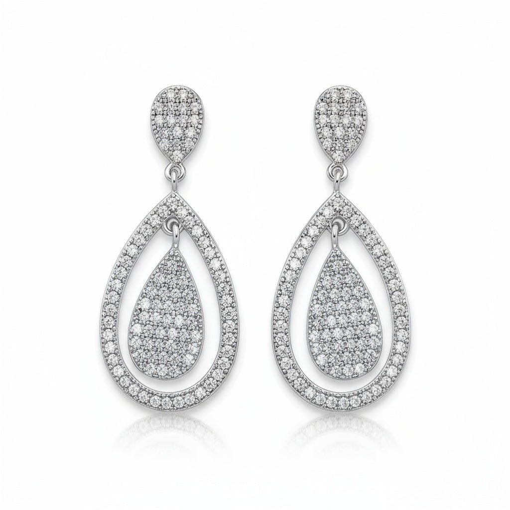 PENDIENTES PLATA 925MM LAGRIMA CIRCONITAS