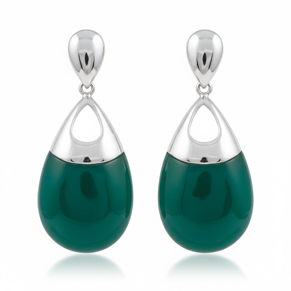 PENDIENTES PLATA 925MM RESINA VERDE