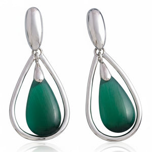 PENDIENTES PLATA 925MM OJO DE GATO VERDE