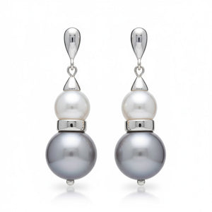 PENDIENTES PERLA GRIS/BLANCA PLATA 925MM