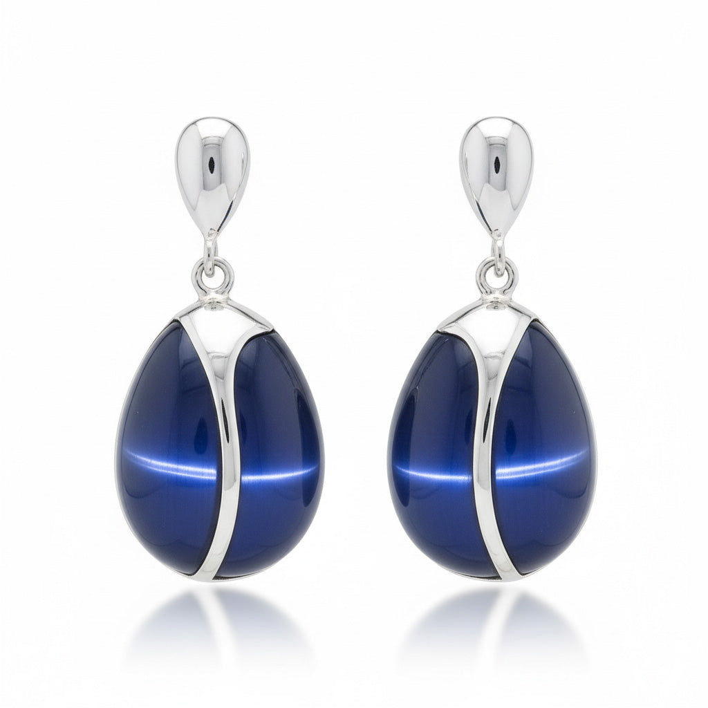 PENDIENTES PLATA 925MM OJO DE GATO