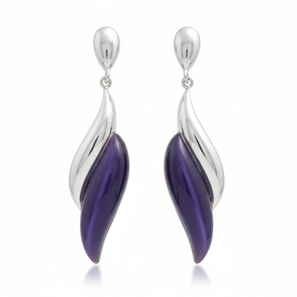 PENDIENTES PLATA 925MM OJO DE GATO