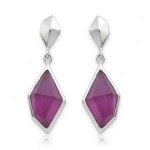 PENDIENTES PLATA 925MM OJO DE GATO FUCSIA