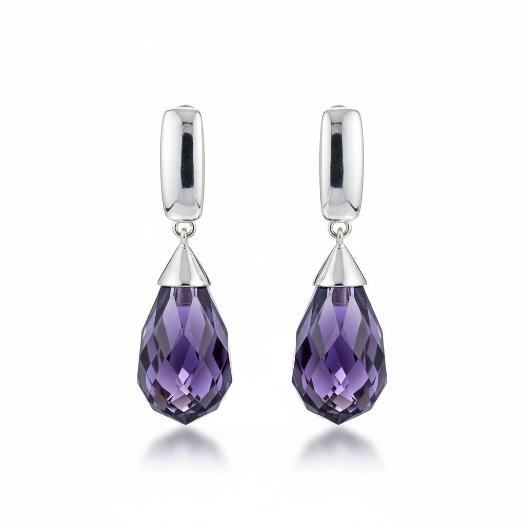 PENDIENTES PLATA 925MM PIEDRA VIOLETA