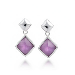 PENDIENTES OJO DE GATO FUCSIA PLATA 925MM