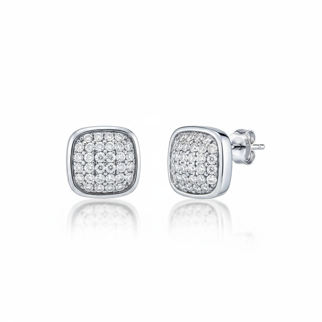 PENDIENTES CUADRADO PLATA 925MM