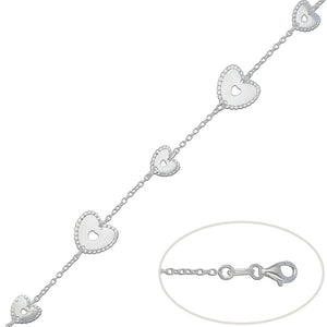 PULSERA PLATA 925MM CORAZONES