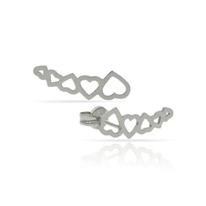 PENDIENTES PLATA 925MM TREPADORES CORAZONES