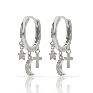 AROS PLATA 925MM ESTRELLA + LUNA + CRUZ - 5MM