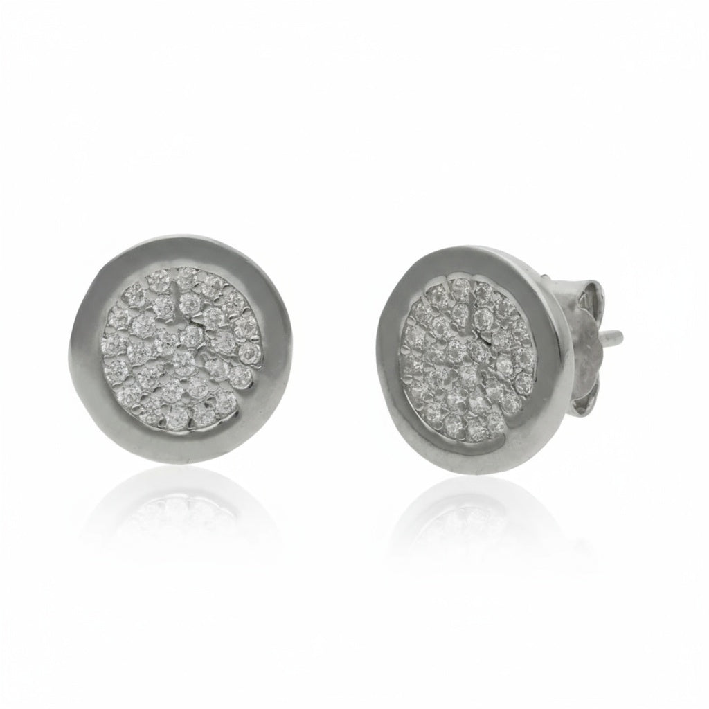 PENDIENTES PLATA 925MM CIRCONITAS REDONDOS - 9.50MM