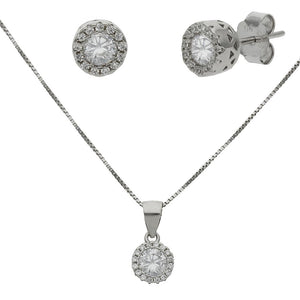 PENDIENTES + GARGANTILLA PLATA 925MM CIRCONITAS
