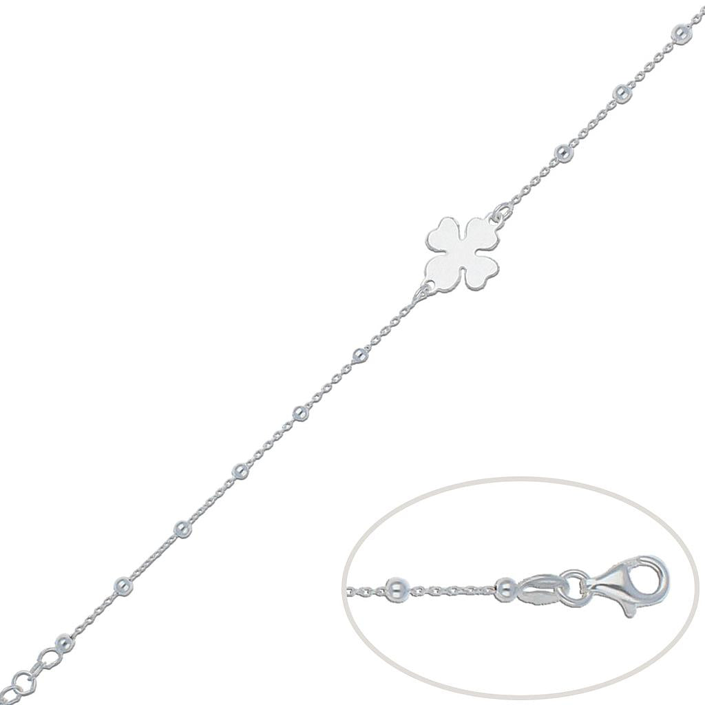 PULSERA PLATA 925MM TREBOL + BOLAS