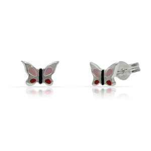 PENDIENTE PLATA 925MM MARIPOSA ESMALTADA - 7X7MM
