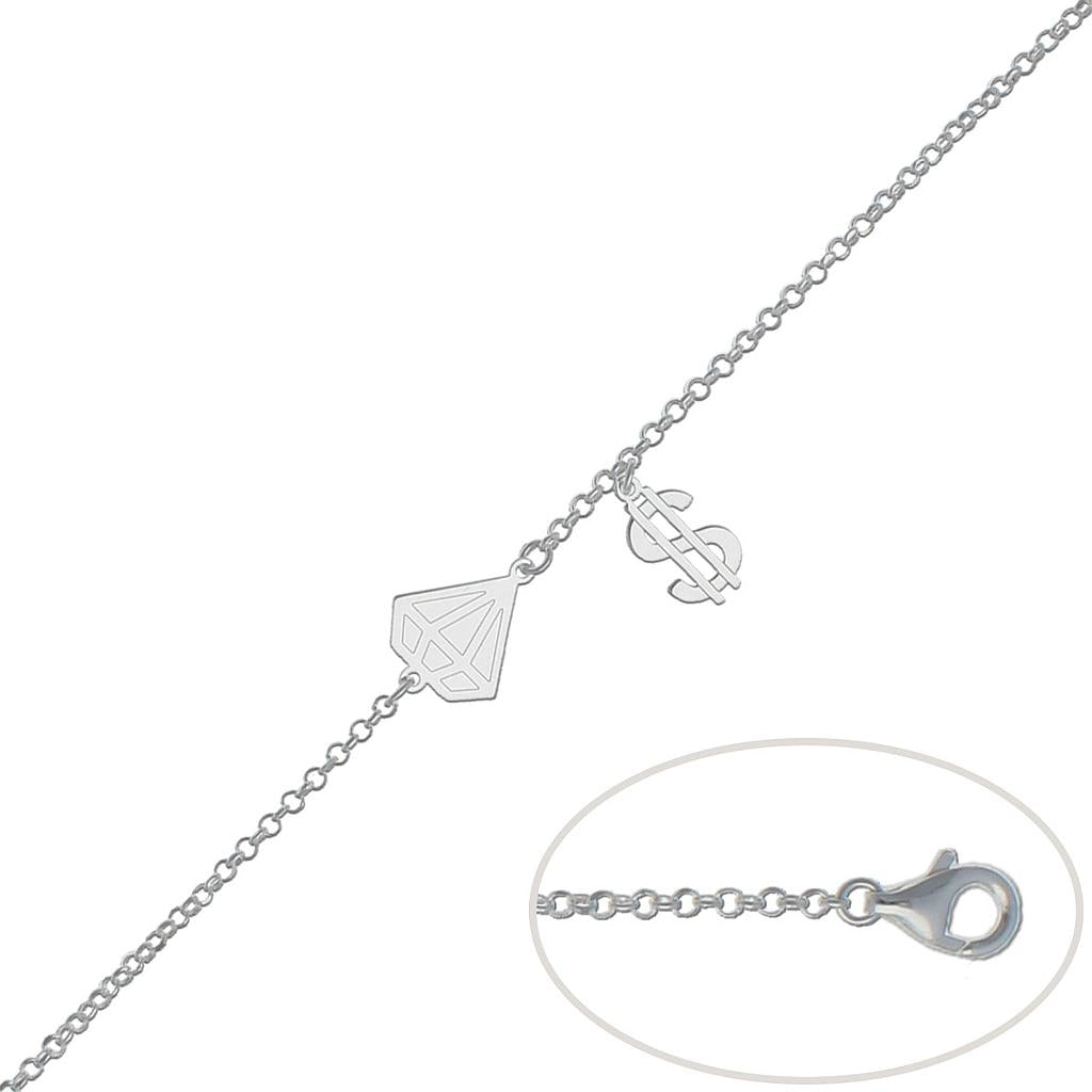 PULSERA PLATA 925MM DIAMANTE + DOLAR