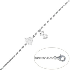 PULSERA PLATA 925MM DIAMANTE + DOLAR
