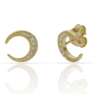 PENDIENTES PLATA CHAPADA ORO LUNA - 10MM