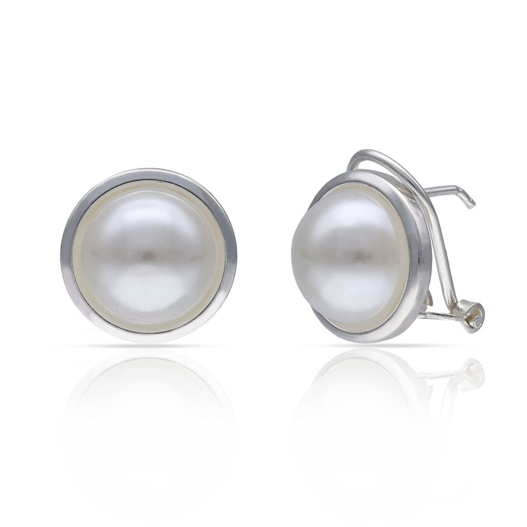 PENDIENTES PLATA 925MM CERCO + PERLAS - 13MM