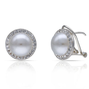 PENDIENTES PLATA 925MM CIRCONITAS + PERLAS - 14MM