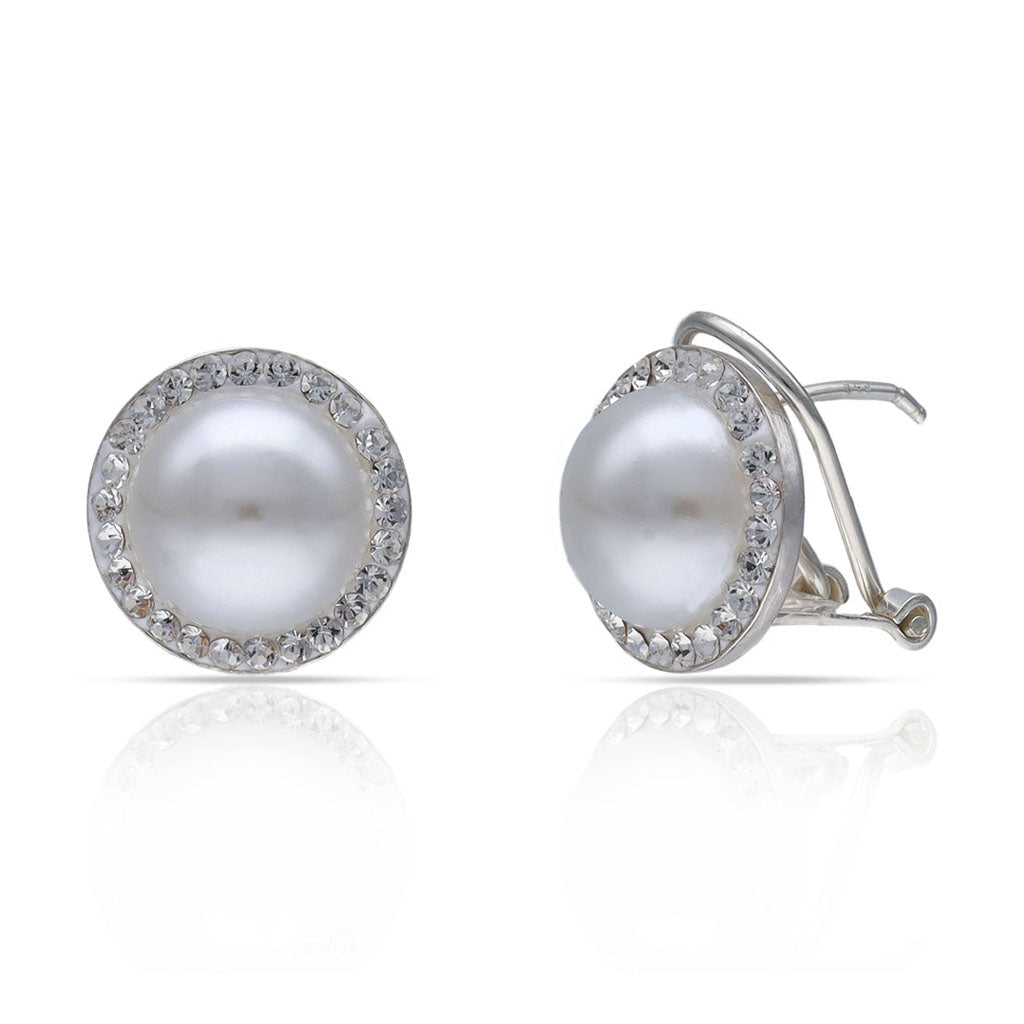 PENDIENTES PLATA 925MM CIRCONITAS + PERLAS - 13MM